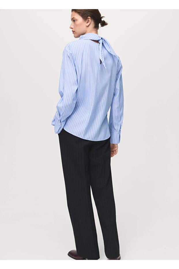 Mendilli çizgili bluz - 4