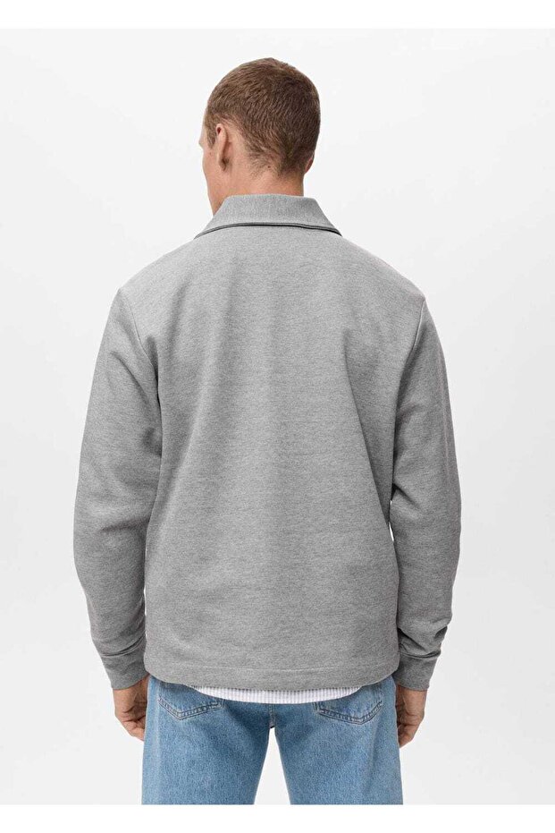 Fermuarlı pamuklu sweatshirt - 4