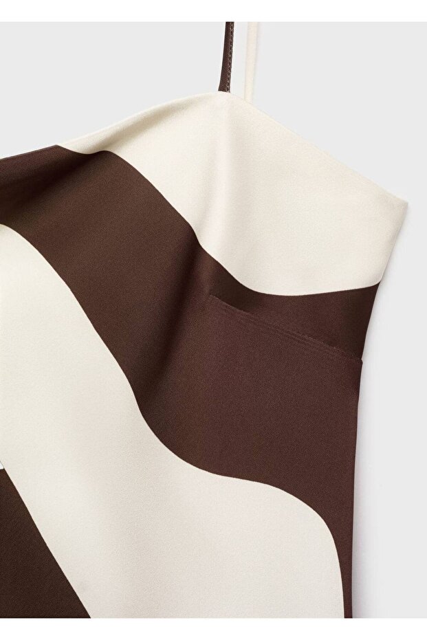 Desenli saten elbise - 8