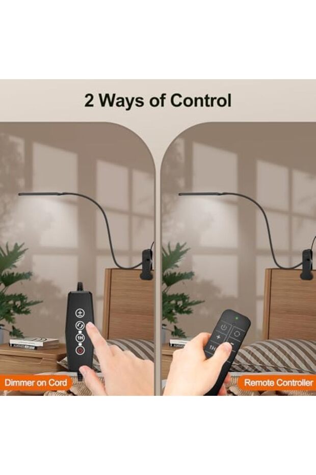 Desk Lamp with Remote, 3 Color & 5 Brightness & 77 LED Dimmable Reading Light, 40CM Flexible Goosene - 6
