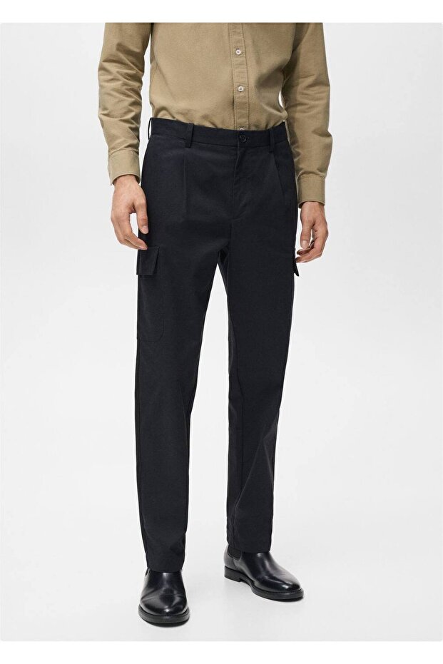 Regular kesim pamuklu kargo pantolon - 1