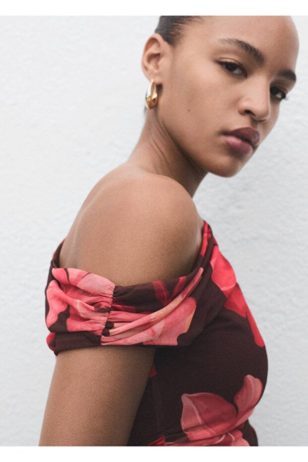 Çiçekli asimetrik bluz - 5