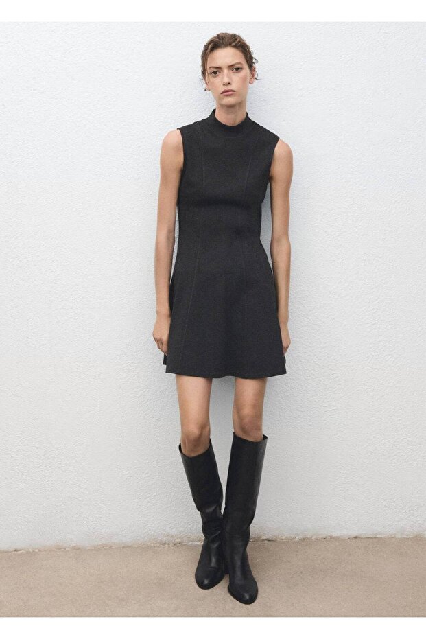 Dikişli kısa elbise - 2