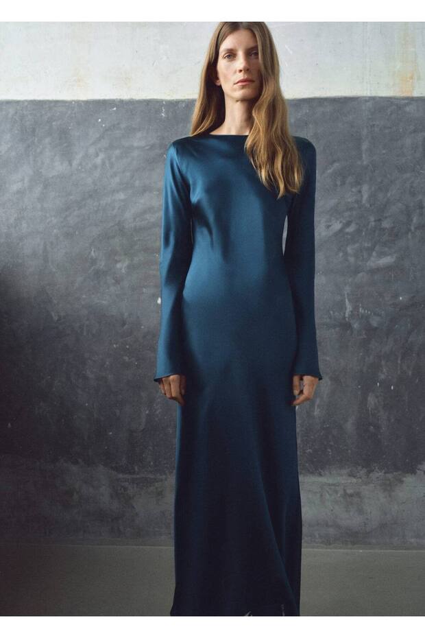 Uzun saten elbise - 1