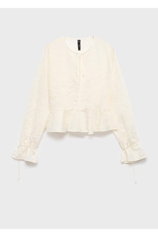 İşlemeli lyocell bluz - 3