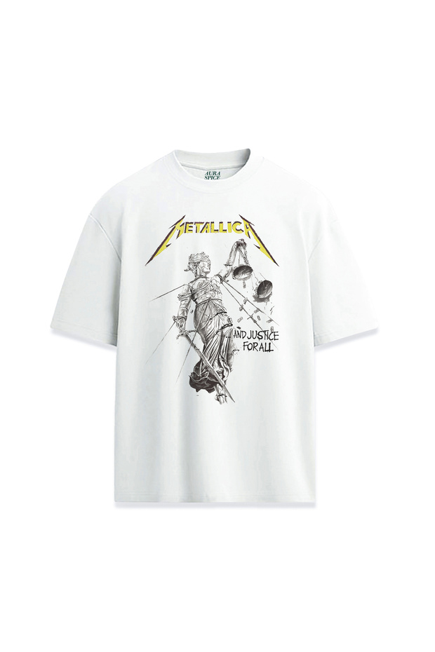 Metallica Justice Album Cover Design Printed Relaxed T-Shirt