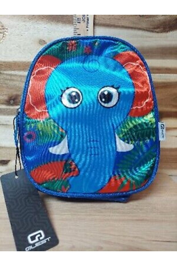 Cute Elephant Design Kids Lunch Bag – Blue Satin, Insulated & Zippered