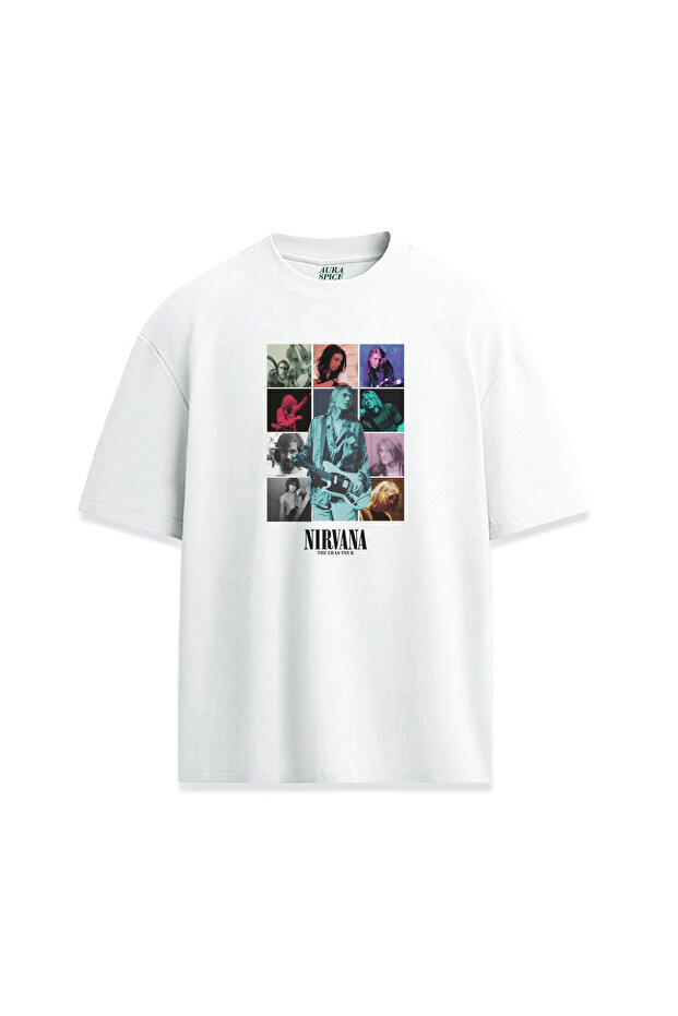 تي شيرت مريح للجنسين مطبوع بتصميم خاص من Nirvana Collage