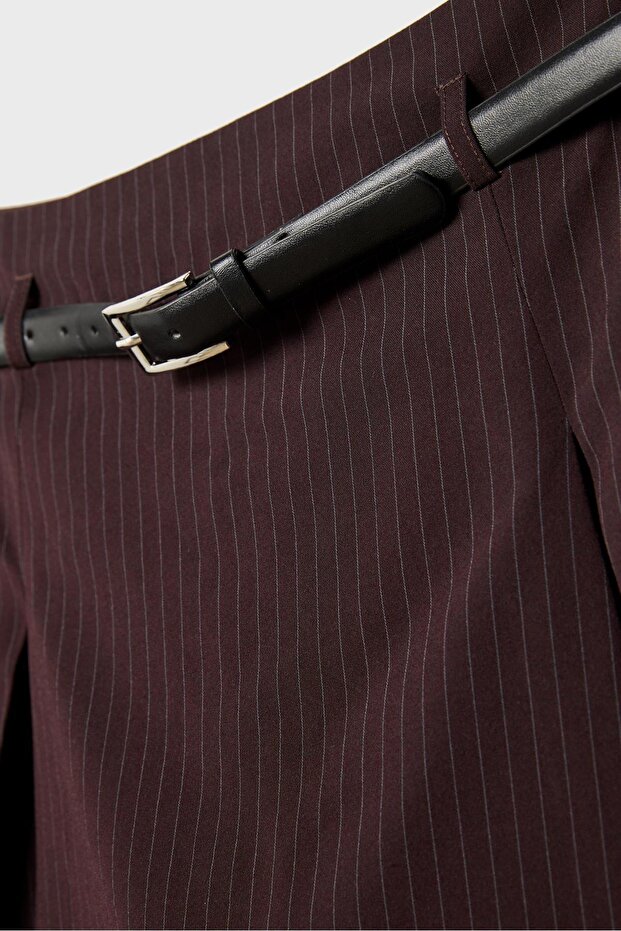 Mini Çizgili Şık Etek Şort - 8