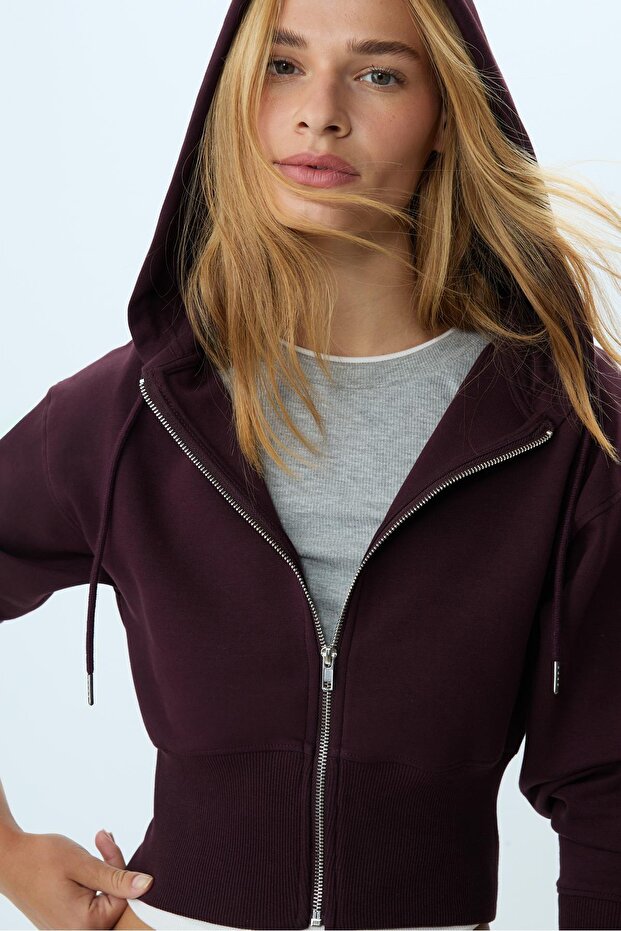 Kapüşonlu fermuarlı sweatshirt - 3