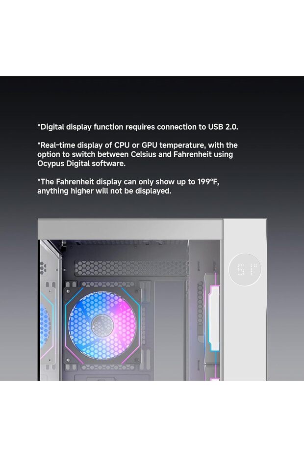 Iota C70 Mid-Tower PC Gaming Case, Large Capacity with Real-Time Digital Display, Panoramic View, Pr - 5