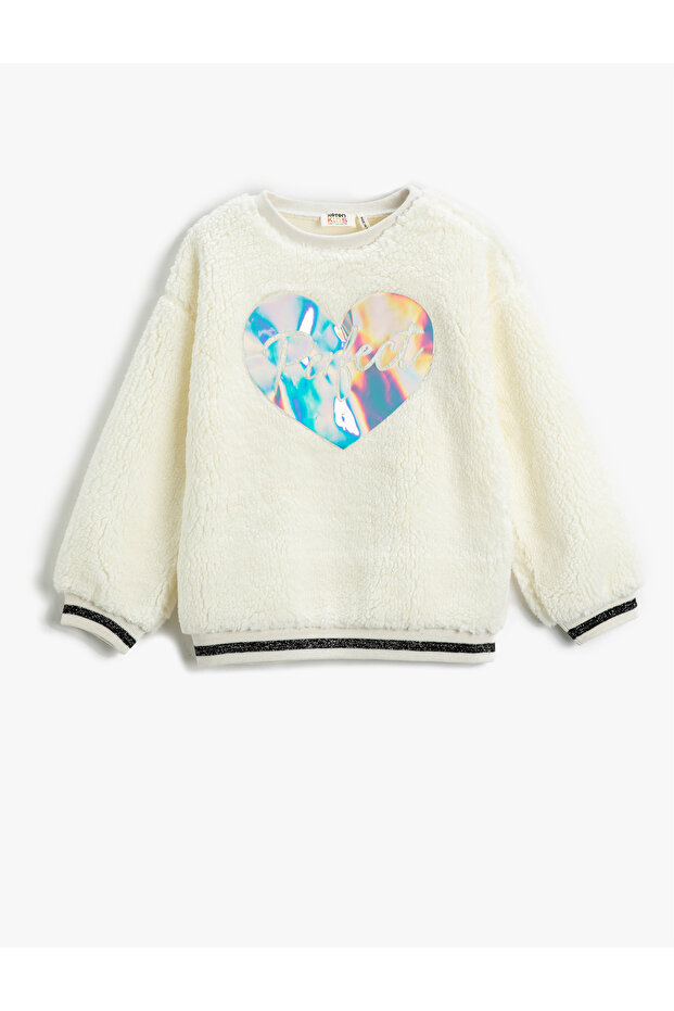 Plush Sweatshirt with Shiny Applique Detail