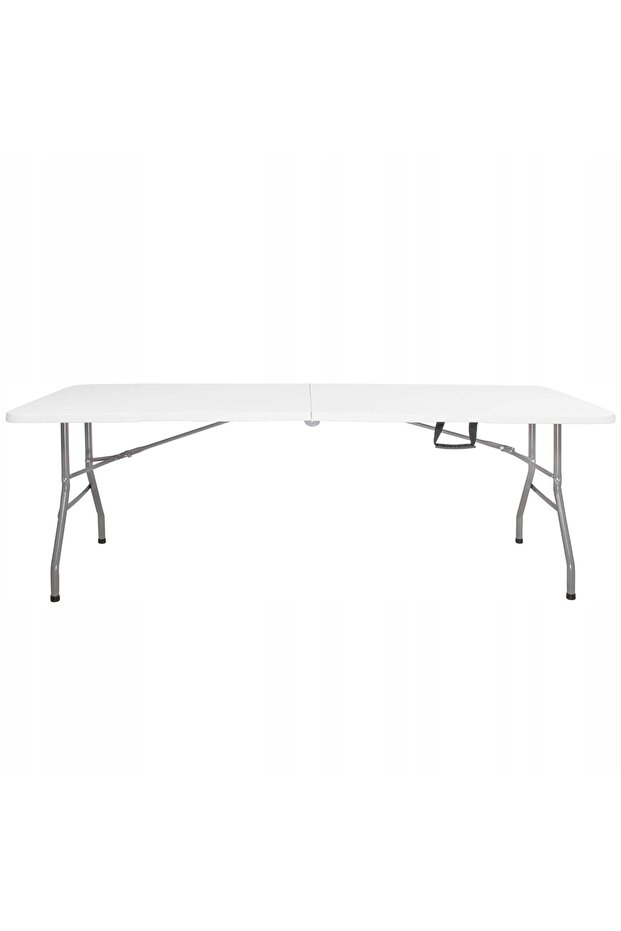 Multifunctional rectangular folding table, 240x75x74 cm, white - 4
