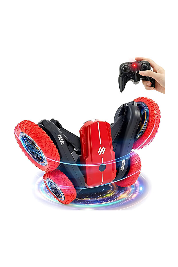 سيارة بهلوانية بجهاز تحكم عن بعد ( اللون أحمر ) من - 1