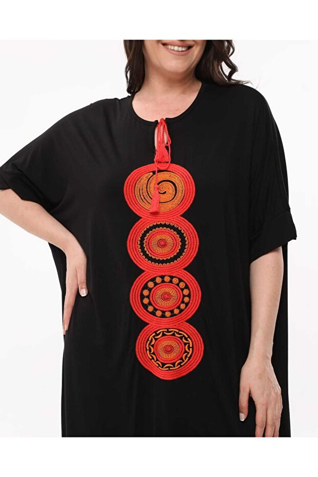 Rochie oversize din viscoză brodata - 2