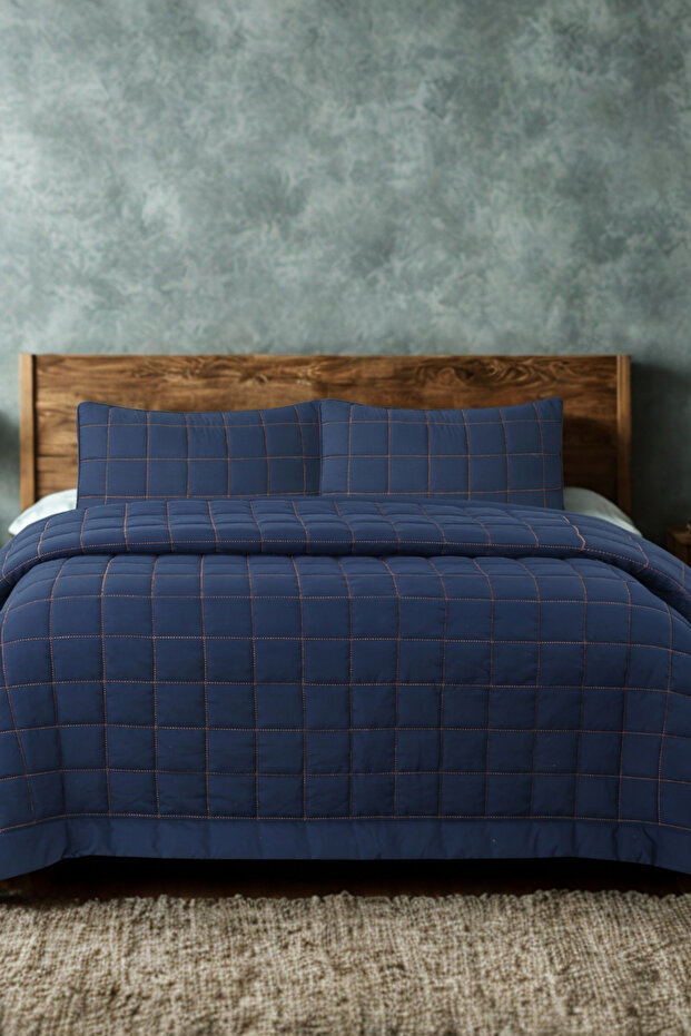 Alora Çift Kişilik Yatak Örtüsü Takımı / Lacivert - 3