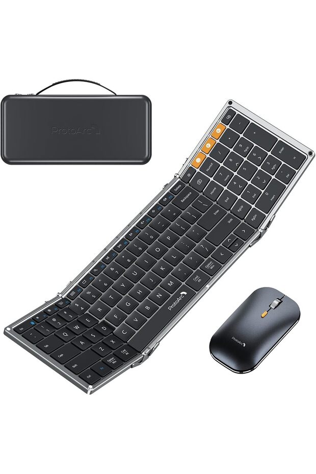 Foldable Keyboard and Mouse, XKM01 True Full-Size Folding Keyboard Mouse Combo for Business