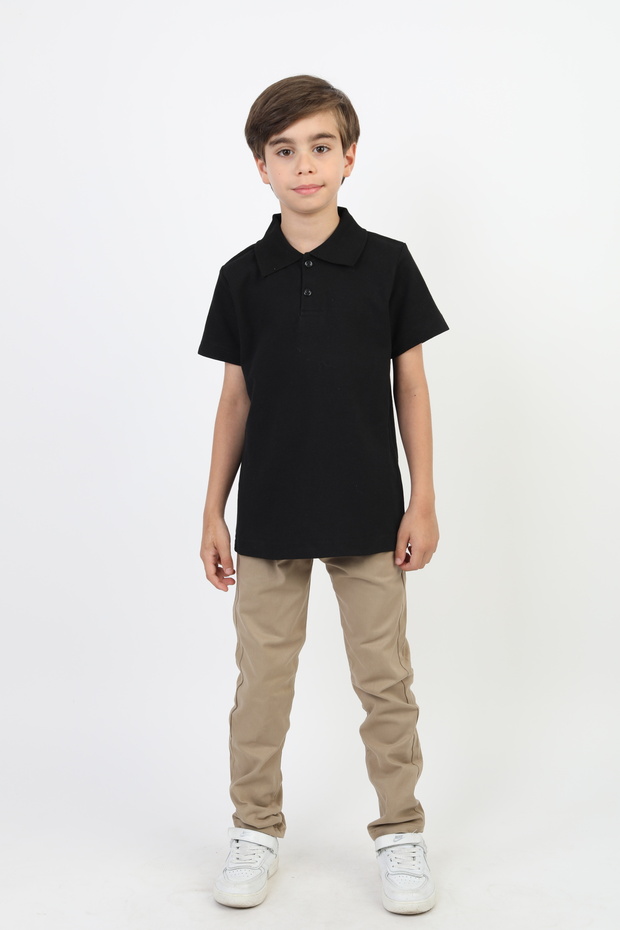 Unisex Black Polo Neck T-Shirt - School T-Shirt