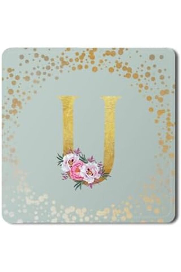 2 Pack Designer Leather Coasters Mat for Beverage Drinks- Custom Monogram Initial Letter F