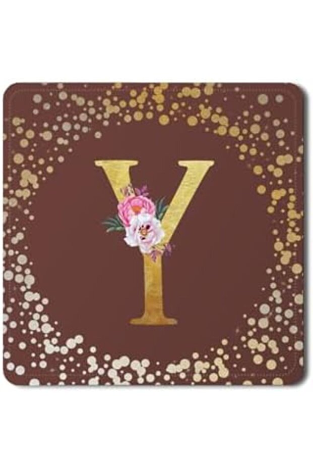 Stylizeed 2 Pack Designer Leather Coasters Mat for Beverage Drinks - Custom Monogram Initial Letter