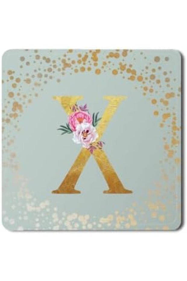 2 Pack Designer Leather Coasters Mat for Beverage Drinks - Custom Monogram Initial Letter