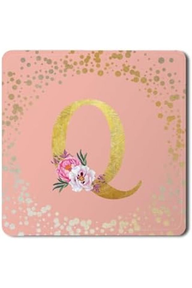 2 Pack Designer Leather Coasters Mat for Beverage Drinks - Custom Monogram Initial Letter