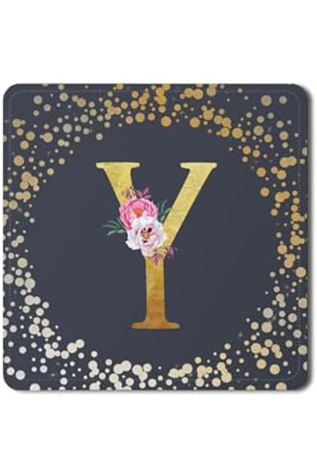 2 Pack Designer Leather Coasters Mat for Beverage Drinks - Custom Monogram Initial Letter