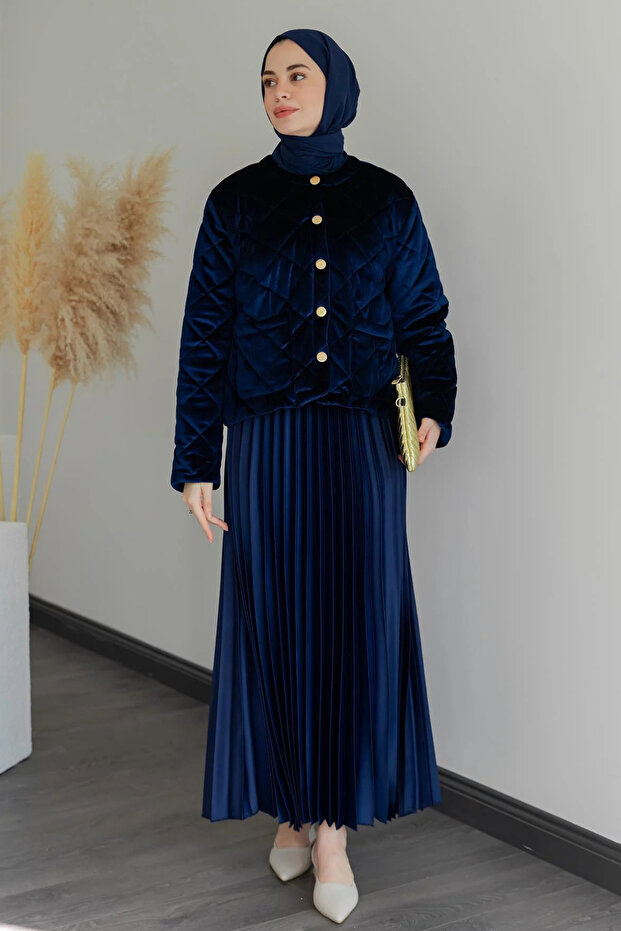 Kadife Kapitone Mont - 3