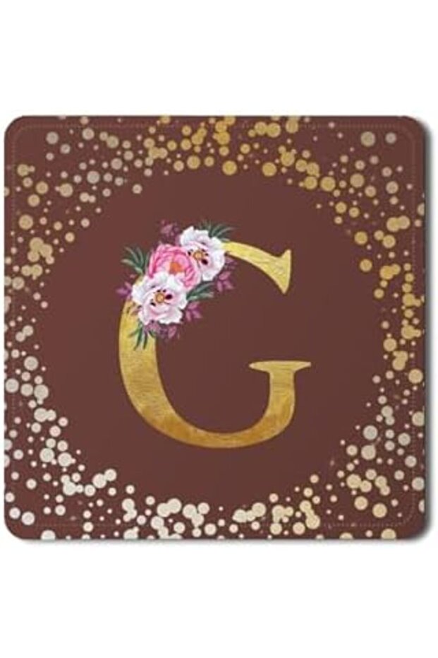 Stylizeed 2 Pack Designer Leather Coasters Mat for Beverage Drinks - Custom Monogram Initial Letter
