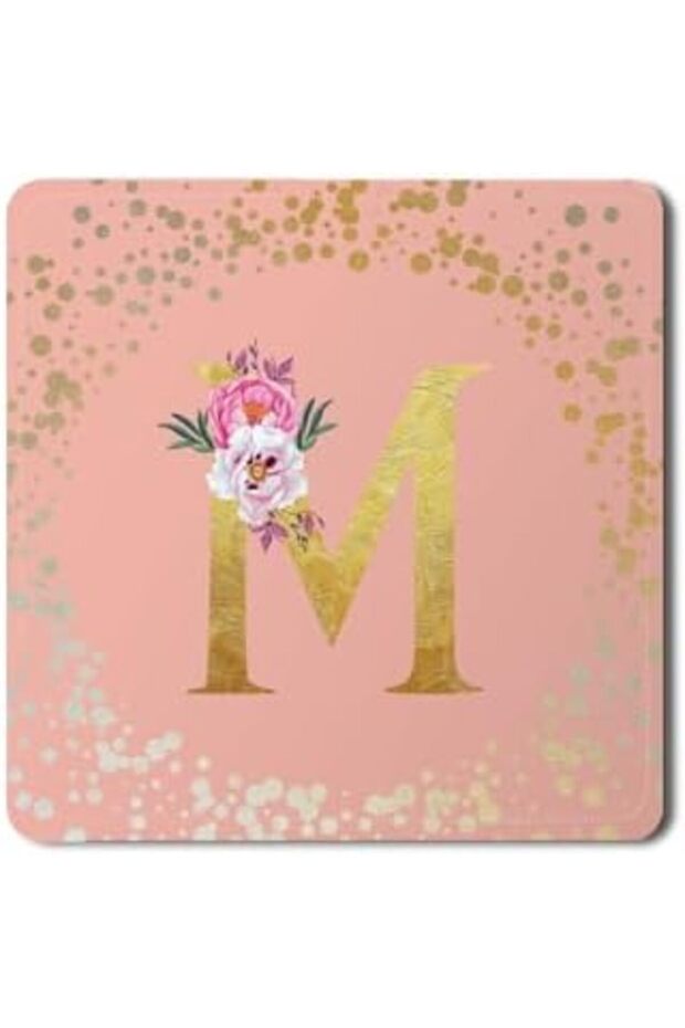 2 Pack Designer Leather Coasters Mat for Beverage Drinks - Custom Monogram Initial Letter