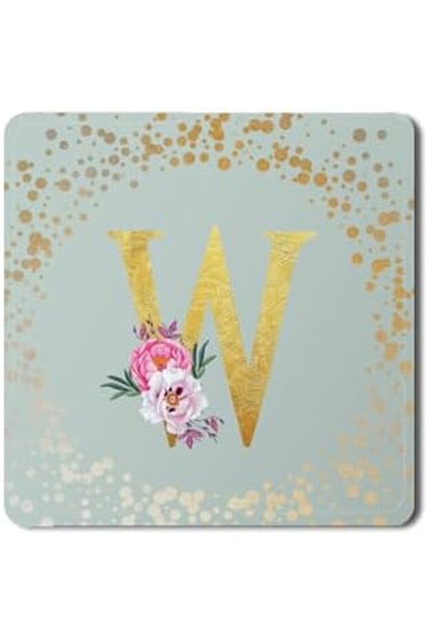 Stylizeed 2 Pack Designer Leather Coasters Mat for Beverage Drinks - Custom Monogram Initial Letter