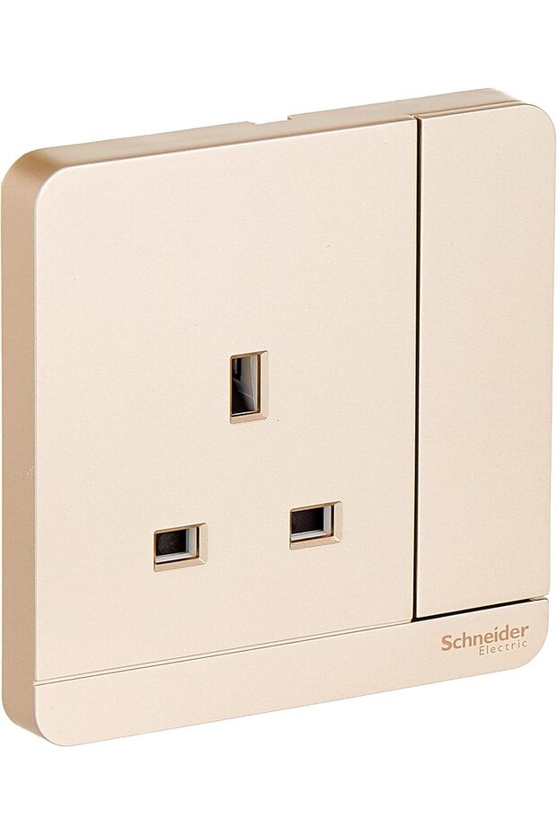 E8315_WG_G12 AvatarOn Gold - Single switched socket - 13 A - 230 V - 1 gang - Gol