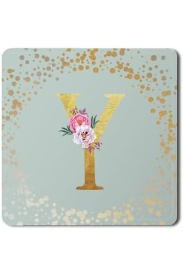2 Pack Designer Leather Coasters Mat for Beverage Drinks - Custom Monogram Initial Letter
