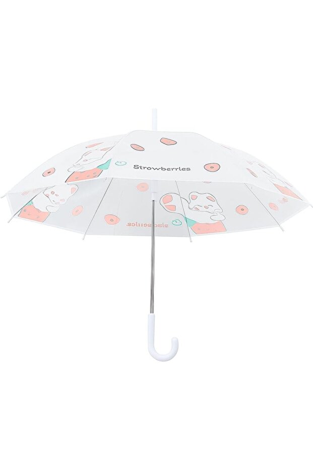 Kids Transparent Rain Umbrella – Cute Cartoon Printed Clear Umbrella for Boys & Girls, Lig