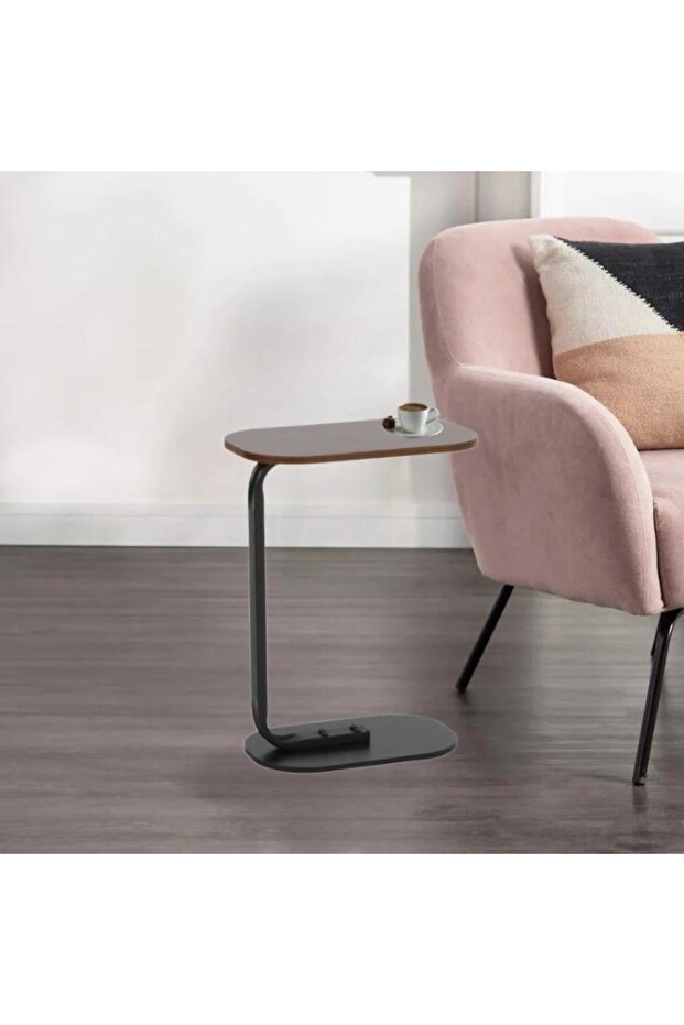 Brown wooden single serving table - 1