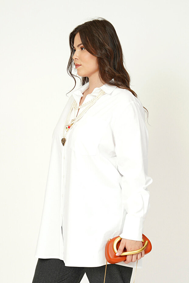 BASIC LİKRALI POPLİN GÖMLEK - 3