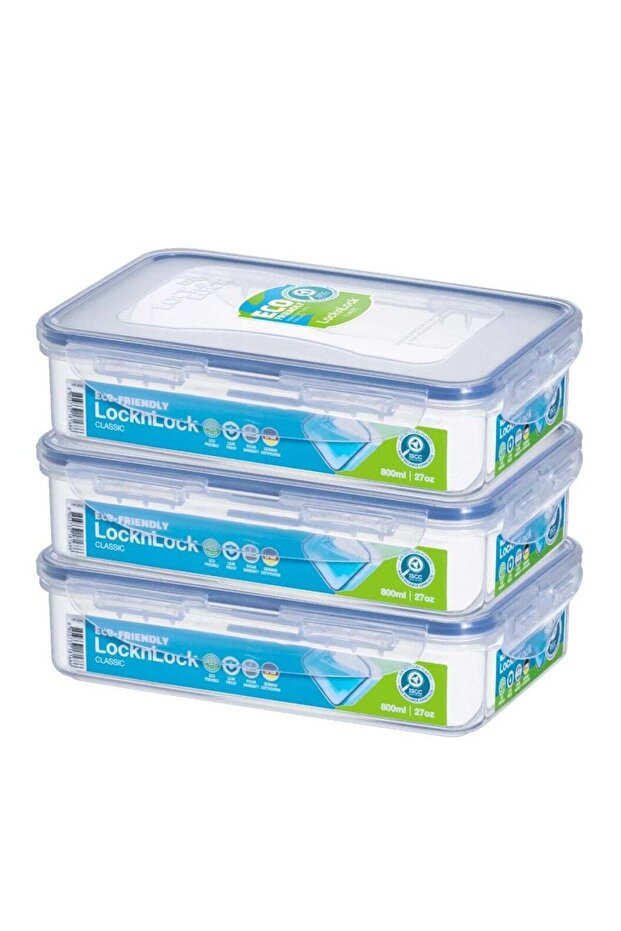 LocknLock LocknLock Food Container Rectangle 800ml Pack of 3| Airtight, BPA-Free, Eco-Friendly, Mi - 1
