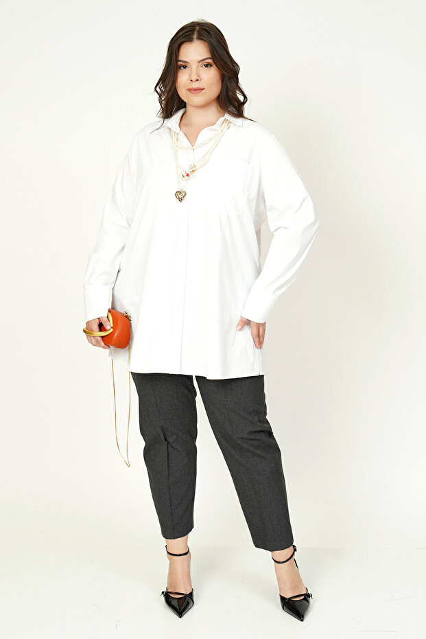 BASIC LİKRALI POPLİN GÖMLEK - 4