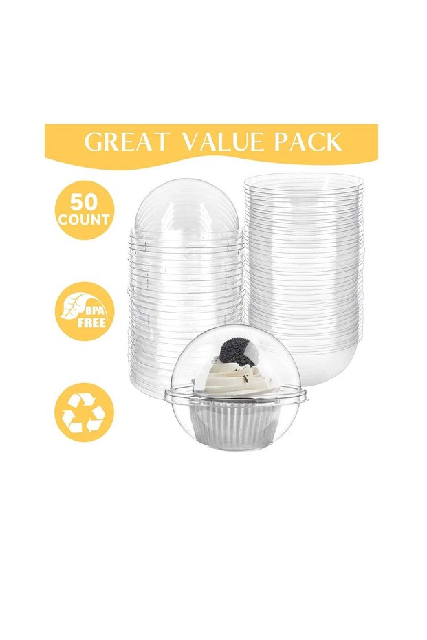 50ct Hot Cocoa Bomb Boxes Clear Plastic Spherical Chocolate Bomb Packaging Box, Small Cake Containe