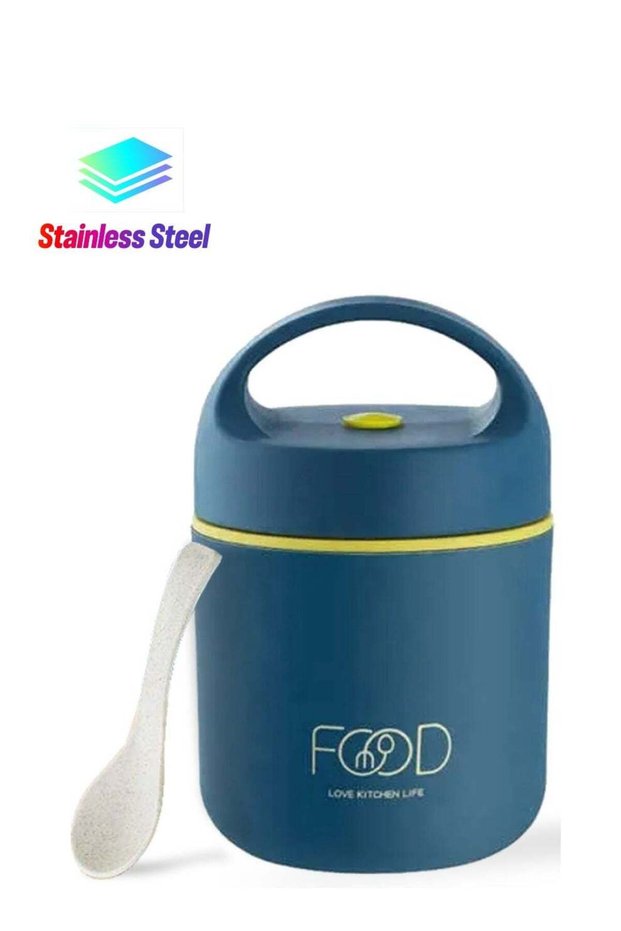 Food Jar, Stainless Steel Soup Container With Spoon, 460 ML/15.5 OZ Size, Thermal Insulated, Leakpr