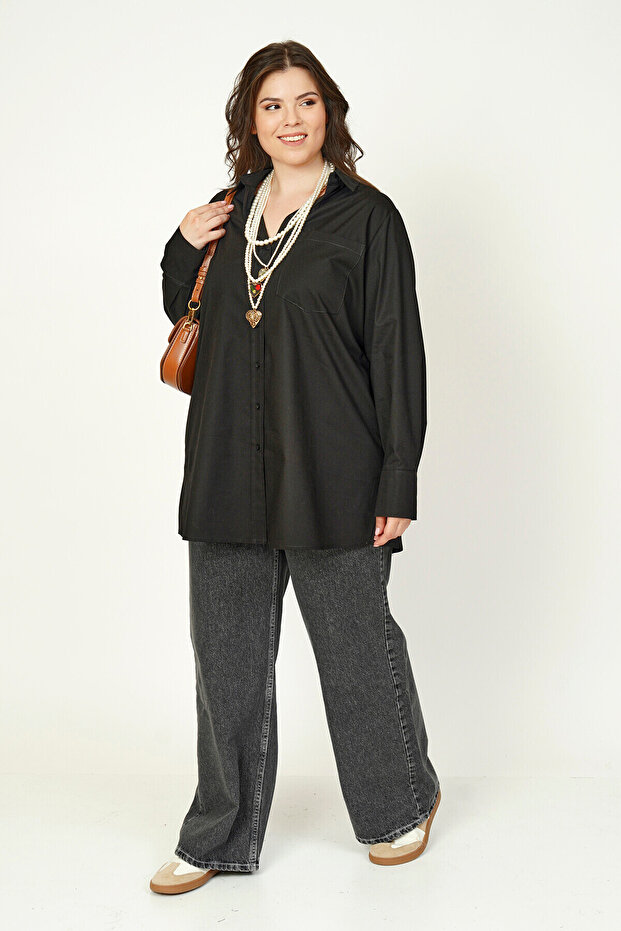 BASIC LİKRALI POPLİN GÖMLEK - 6