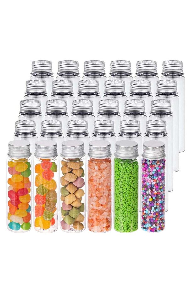30Pack 50ml Clear Flat Plastic Test Tubes with Screw Caps