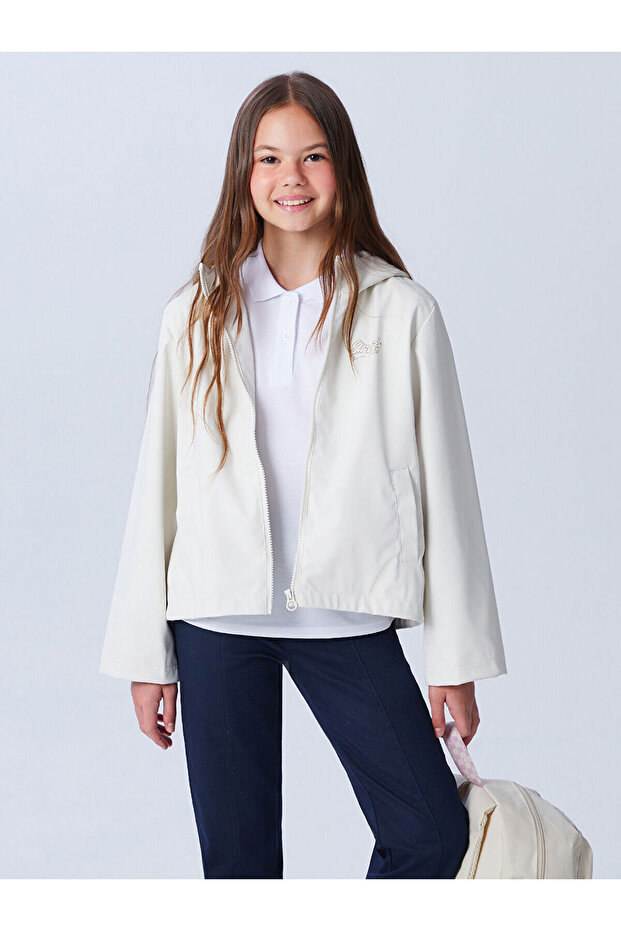 Kapüşonlu Kız Çocuk Mont - 1