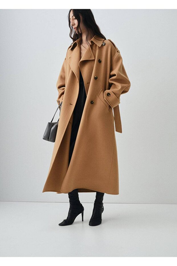 Kruvaze yün palto - 2