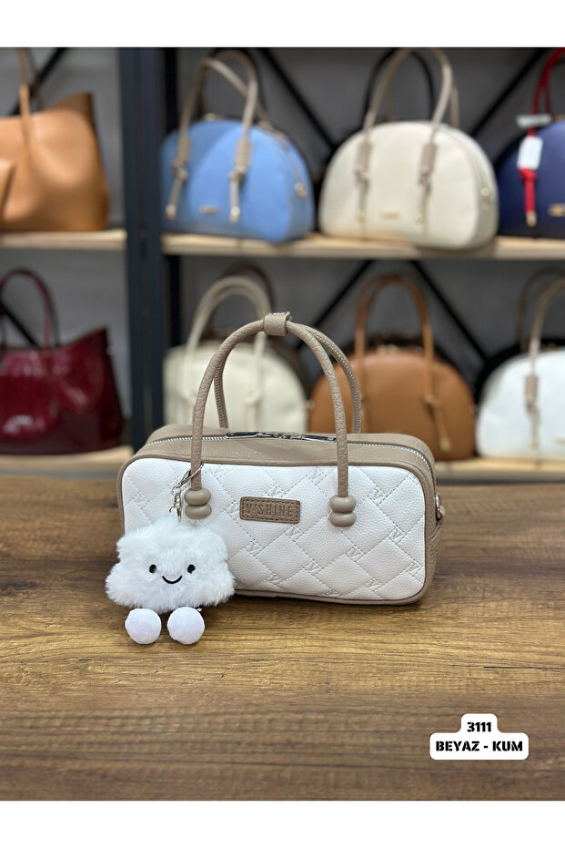 Quilted Detail and Charmli Hand and Shoulder Bag 3111 - White Sand