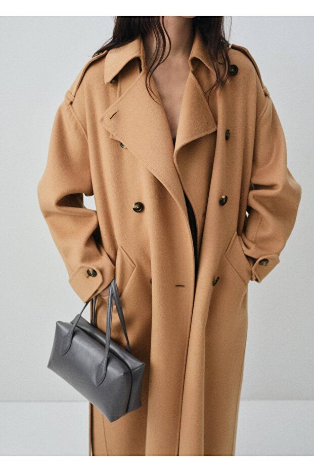 Kruvaze yün palto - 5