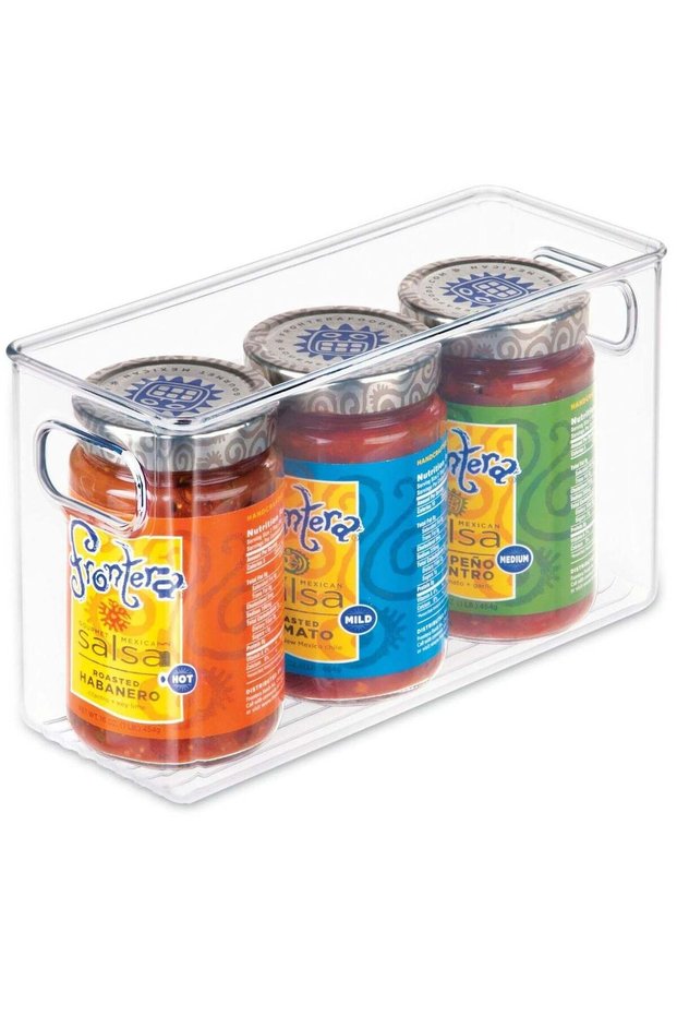 Clear Plastic Pantry Organizer Bins，Food Storage Bins with Handle for Fridge, Cabinet, Kitchen