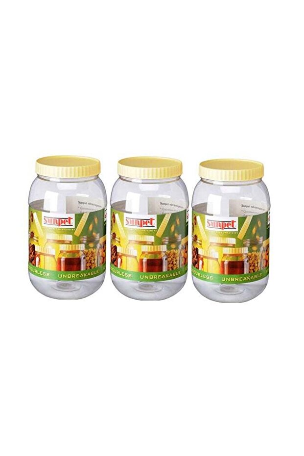 3-Piece Plastic Container Set Clear/Yellow 1500ml