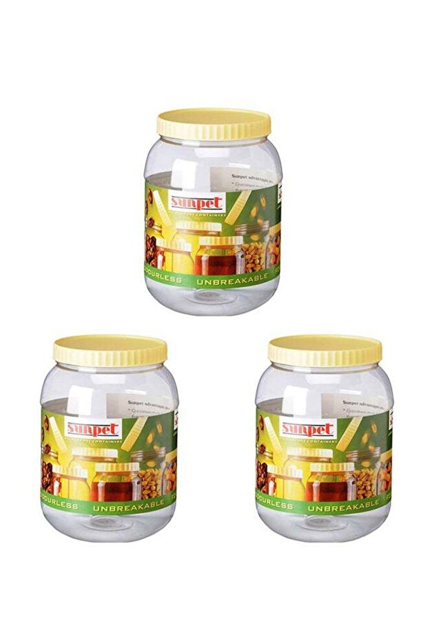 3-Piece Plastic Container Set Clear/Yellow 300ml
