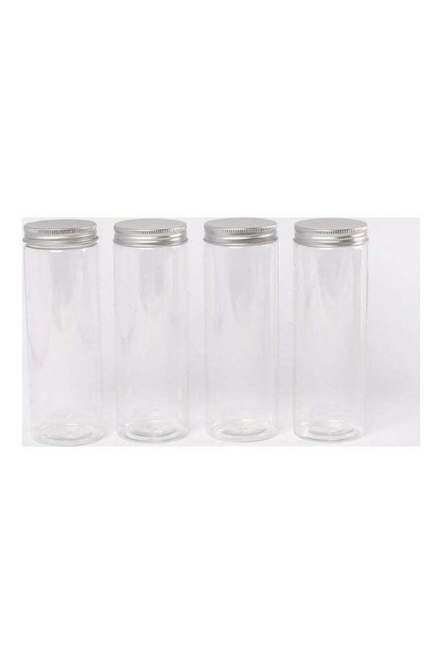 4-Piece Spice Jar Set Clear/Silver 16cm